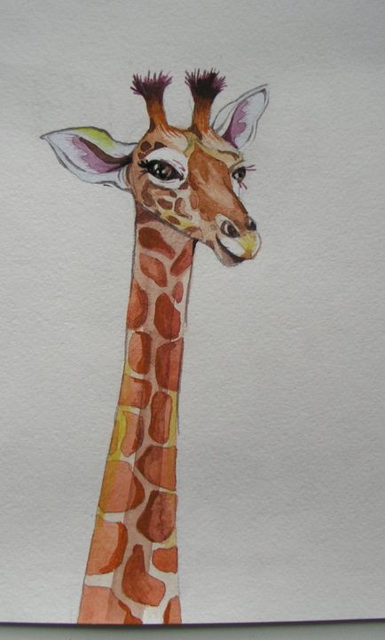 Tutorial cu privire la modul de a desena o girafă acuarelă etape