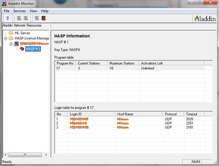 1c instalare manager de licență de HASP (Manager de licență 1c) și un monitor Aladin - mxcom - Sistem