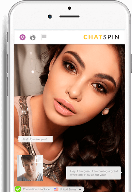 aplicație gratuită Chatspin pentru chat video cu persoane necunoscute