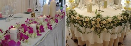 Flori pe tineri casatoriti de masă de nuntă și oaspeții - opțiuni de înregistrare și cazare, fotografii