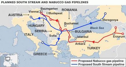 Pipeline prin Ucraina către Europa - Circuit și trecere (schema) Pipeline prin Ucraina către Europa - și schema rutelor