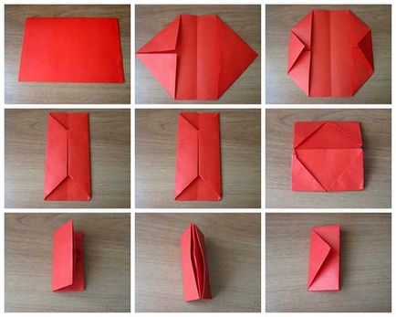 Cum de a face o pungă din hârtie origami, mâinile, schema
