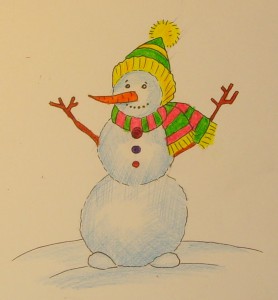 Cum de a desena un om de zăpadă, trage treptat în creion, copilul meu
