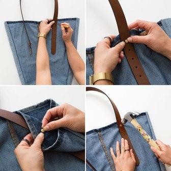 Cum să coase un sac cu mâinile din blugi vechi model