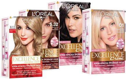 Pictura „L'Oreal ekselans“ paleta de culori