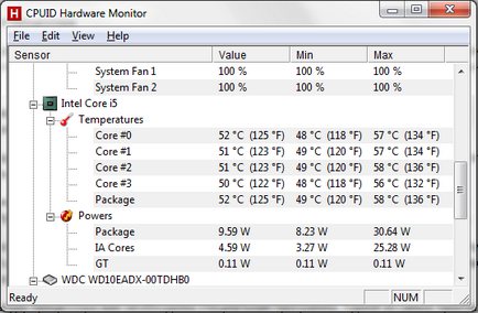 Temperatura procesorului Normal