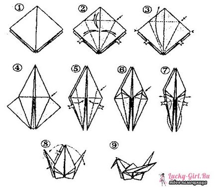 pasăre de hârtie Origami