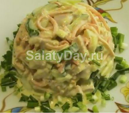 Salata coreeană cu morcovi si carne de pui - picant reteta aperitiv rece cu fotografii și video