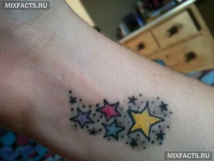 Tatuaj pe ideile de mână și fotografii (încheietura mâinii) Tatuaj pe încheietura mâinii și foto ideile sale