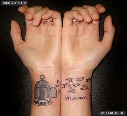 Tatuaj pe ideile de mână și fotografii (sub formă de tatuaj încheietura mâinii) Tatuaj pe încheietura mâinii și foto ideile sale