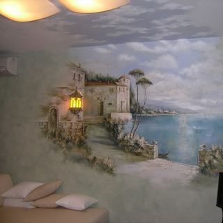 Tehnica de pictura pereții din interior cu propriile lor mâini și fotografie ca vopsea de perete