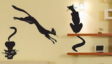 Pisica Stencil pe perete