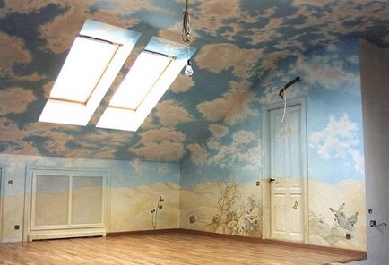 Finisaje mansarda fotografie mansarda lambriuri tavan și pereți cu diferite materiale, precum și