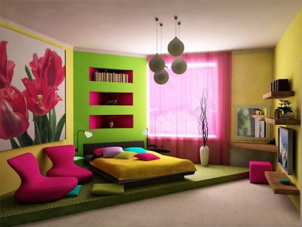 dormitoare design interior pentru fetele cu fotografii
