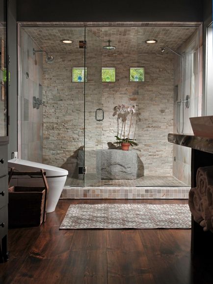 Design-o baie cu duș, cu propriile sale mâini, proiecte cu bai decorate cu gresie