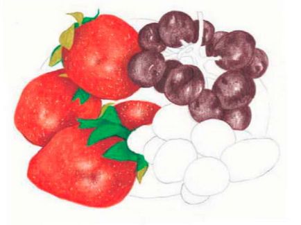 Cum de a desena un fruct încă de viață cu creioane colorate