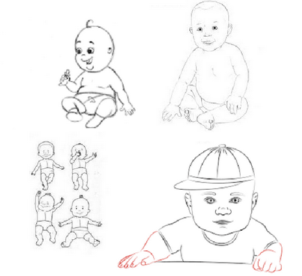 Cum de a desena un copil cu un creion în etape