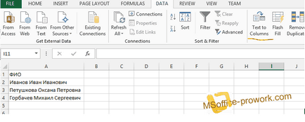 Cum să împartă textul în MS Excel