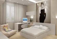 Un dormitor pentru fata intr-un stil de design modern pentru femei, fotografii de interior și idei 2017 pentru tinere