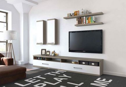 Perete cu un televizor - un design de interior lucruri living modern