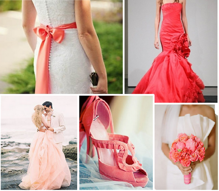 Nunta intr-un sfat de culoare coral pe design și combinație de culori