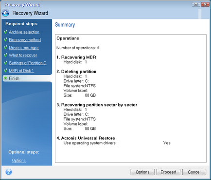 Acronis True Image Home 2011, plus funcția de recuperare pachet la diferit