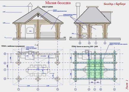 Pavilioane cu mâinile deschise și închise desene, dimensiuni, scheme, proiecte și modele de pavilioane