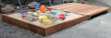 Sandbox pentru copii cu mâinile pentru a da - cum să faci o cutie cu nisip cu capac de lemn, pas cu pas