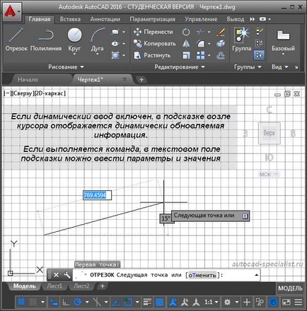 AutoCAD dinamic de intrare