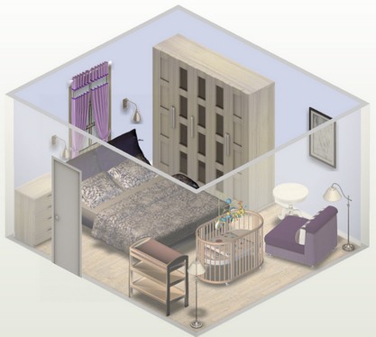 Proiectarea un dormitor cu un pat de copii, de design dormitor