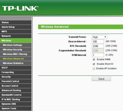 Setări suplimentare ale modului wireless de pe router TP-LINK, fă-te