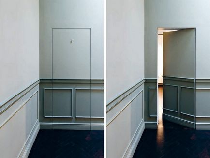 Ușă fără pervazuri suspendat interior cu cutii ascunse, fotografie în interior