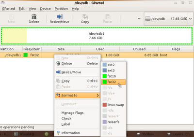 ubuntu bliț Formatarea (clic dreapta) ubuntu bliț Formatarea