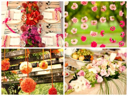 Ghirlande de flori pentru o nunta, un mod simplu de a face celebrarea o atmosferă specială a coloanei