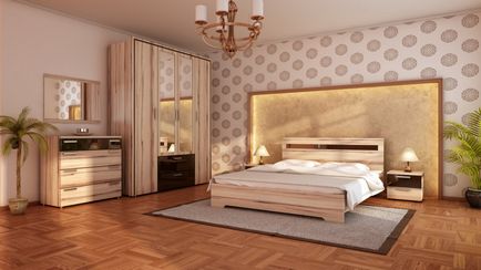 interior Dormitor cu tapet combinație armonioasă de două tipuri (40 poze) (două) interior Dormitor cu tapet combinație armonioasă de două tipuri (40 poze)