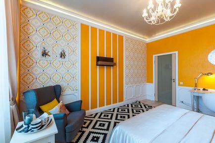 interior Dormitor cu tapet combinație armonioasă de două tipuri (40 poze) (două) interior Dormitor cu tapet combinație armonioasă de două tipuri (40 poze)