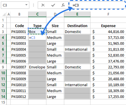 Ca și în Excel umple cu celule goale sau un zero valori ale celulelor de mai sus (mai jos)