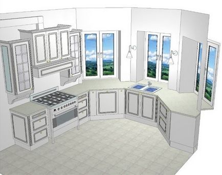 Bucătărie cu fereastra Bay - ce să ia în considerare și modul de a îmbunătăți