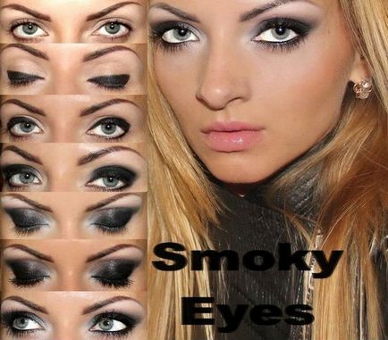 Machiaj smokey eyes pentru ochi albaștri, pas-cu-100 fotografie