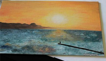 Master-class pictura peisaj ulei pentru incepatori - un mare hobby (apus de soare) Master-class pictură în ulei peisaj pentru incepatori - hobby-Sea