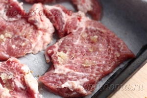 Carne în franceză în rețetă cuptor cu fotografii de carne de porc cu rosii