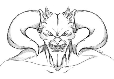Desenați un demon cu coarne