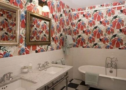 Wallpaper în baie, tipurile lor și reguli de potrivire