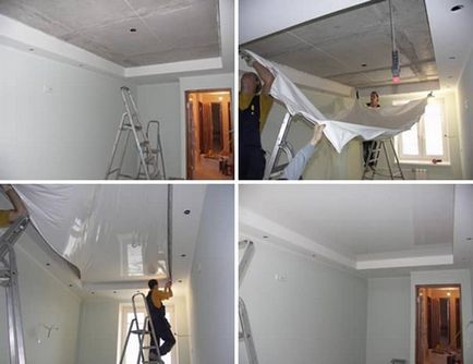 Secvența de reparații într-o cameră cu un plafon întindere etape ale lucrării, în ce stadiu fac și