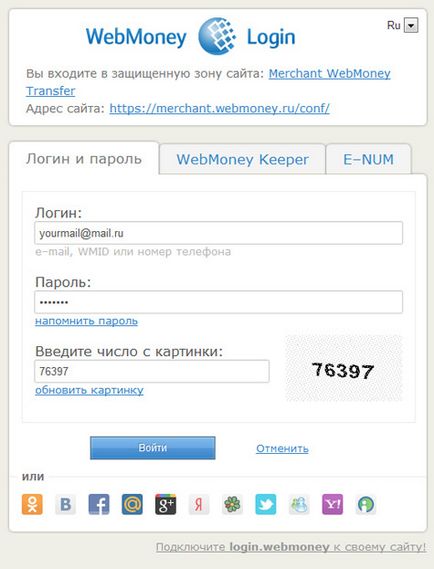 Recepția WebMoney on-line