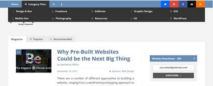 Exemple de meniu web design, blog-