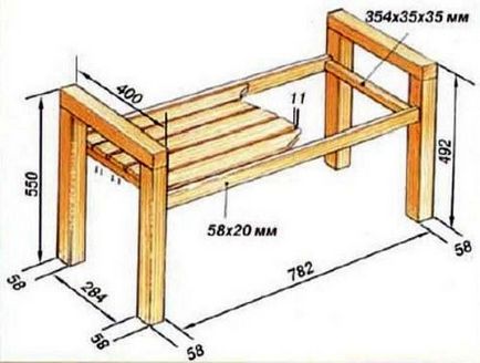 Bench din lemn cu trepte de fabricatie mâini pentru grădină