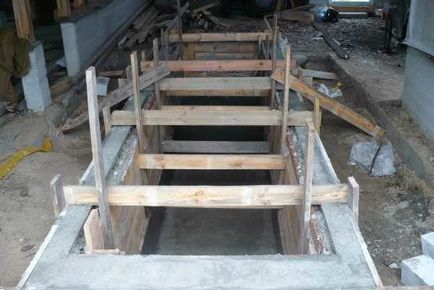 groapă de inspecție în garaj cu dimensiunea mâinile sale, de impermeabilizare, de construcție în raportul fotografie (orientare vizuală) groapă de inspecție în garaj cu dimensiunea mâinile sale, impermeabilizare, clădire într-o fotografie-raport