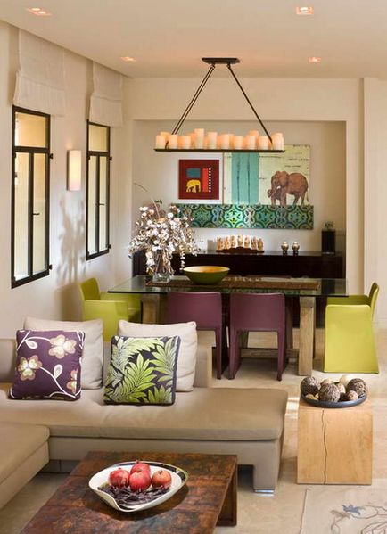 Combinația de culoare violet, în interior, favorit casa