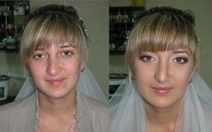 machiaj de nunta, înainte și după fotografii